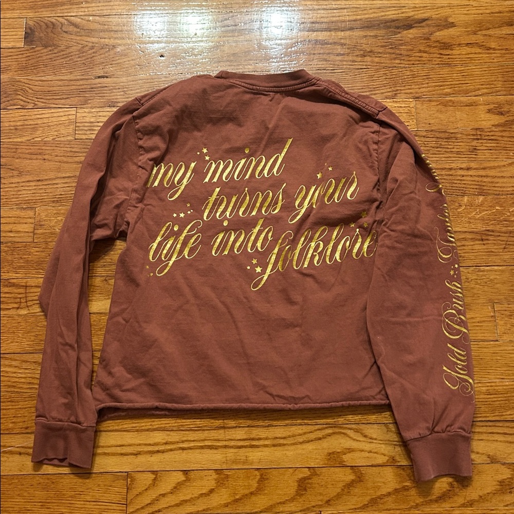 Taylor Swift long sleeved (cut off ) t-shirt Evermore Gold Rush size M - Picture 3 of 6